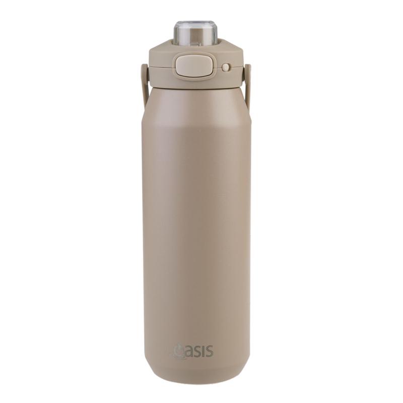Oasis Ceramic Stainless Steel Triple Wall Capri Quick Release Drink Bottle 1L - Latte