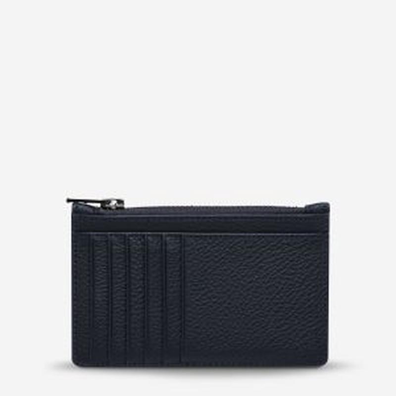 Status Anxiety Avoiding Things Leather Wallet - Navy Blue