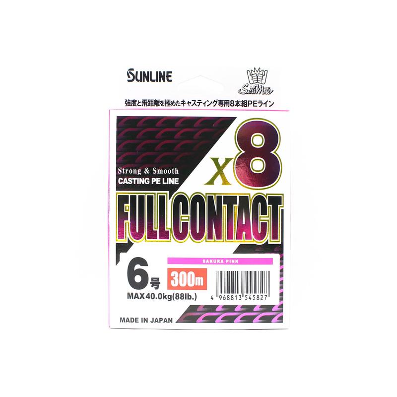 Sunline P.E Line X8 Full Contact Casting 300m P.E 6 88lb Pink (5827)