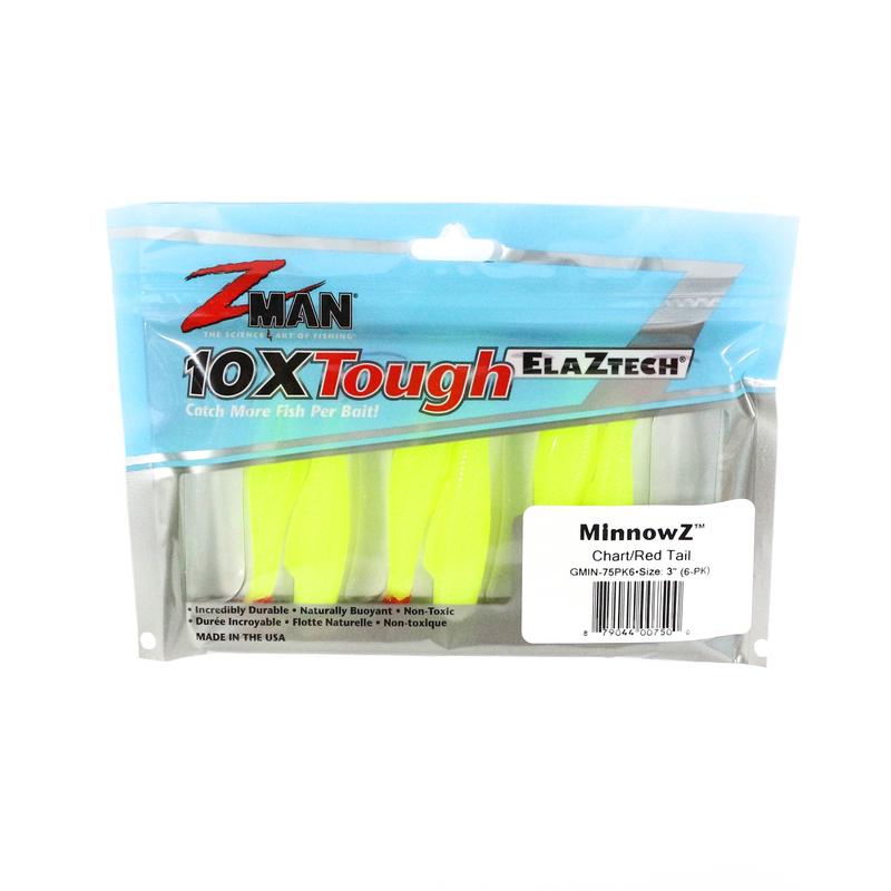 Zman Soft Lure MinnowZ 3 Inch 6/Pack Chart Red Tail (7500)