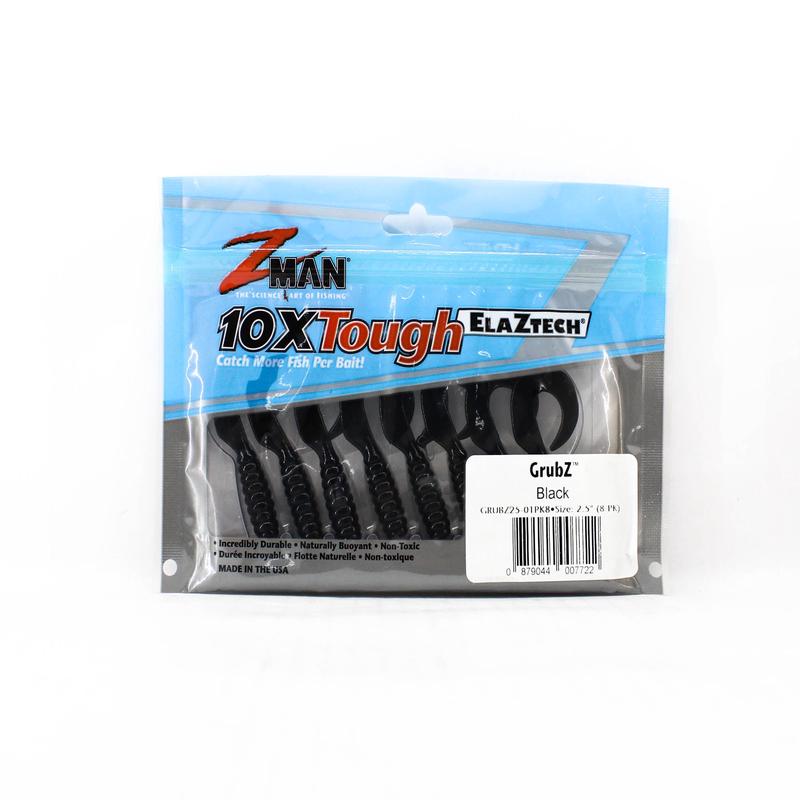 Zman Soft Lure GrubZ 2.5 Inch 8/Pack Black (7722)