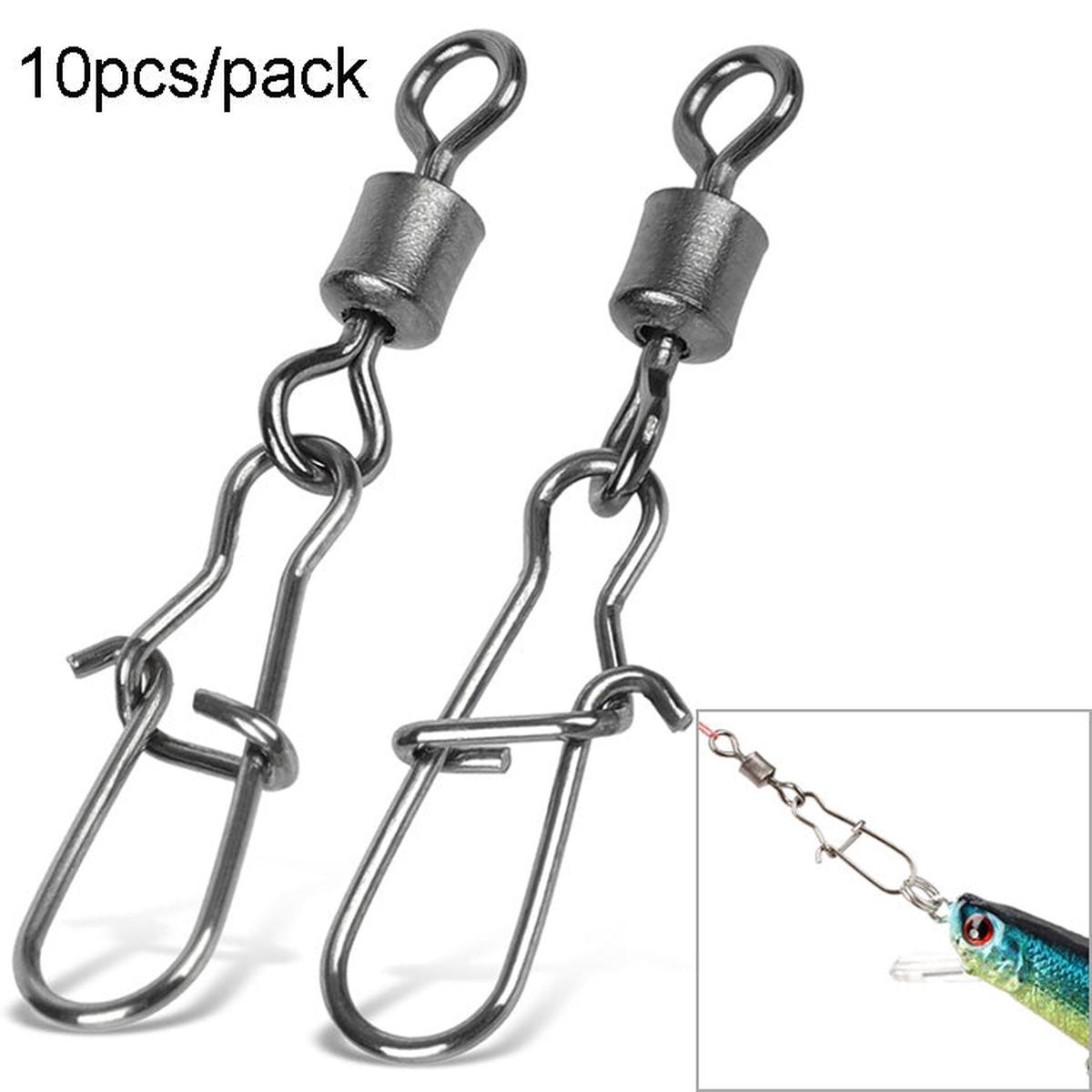 10pcs /Pack Stainless Steel Fishing Connector Bearing Rolling Swivel Connector Fishing Gear Accessories(6)