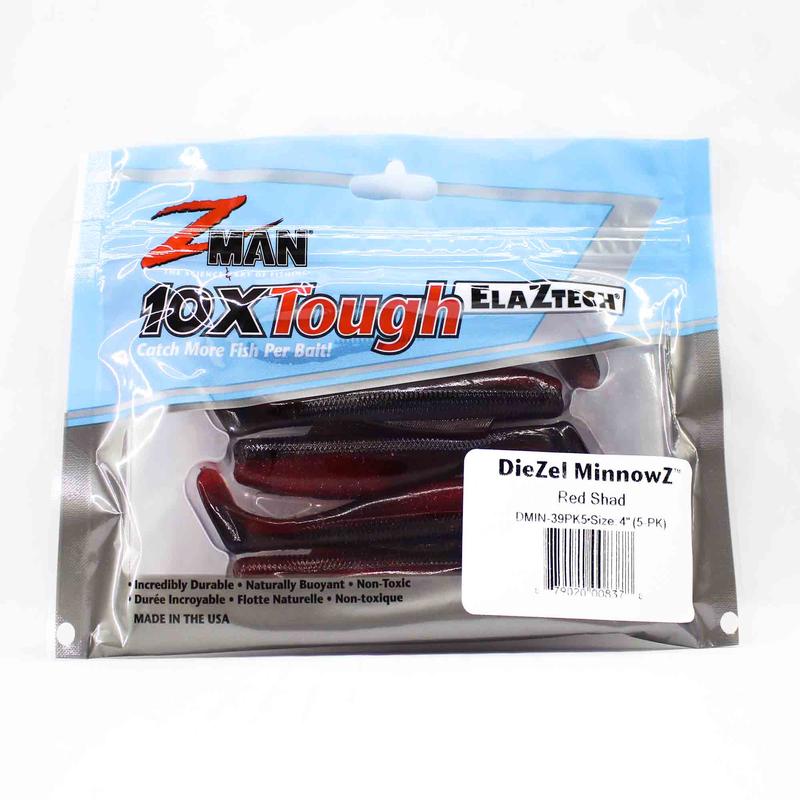 Zman Soft Lure Diezel MinnowZ 4 Inch 5/Pack Red Shad (8378)
