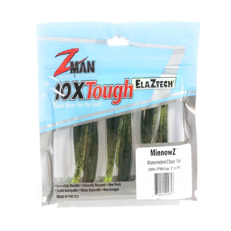Zman Soft Lure MinnowZ 3 Inch 6/Pack Watermelon Chart (9627)