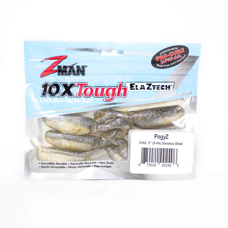 Zman Soft Lure PogyZ 3 Inch 5/Pack Smokey Shad (2406)