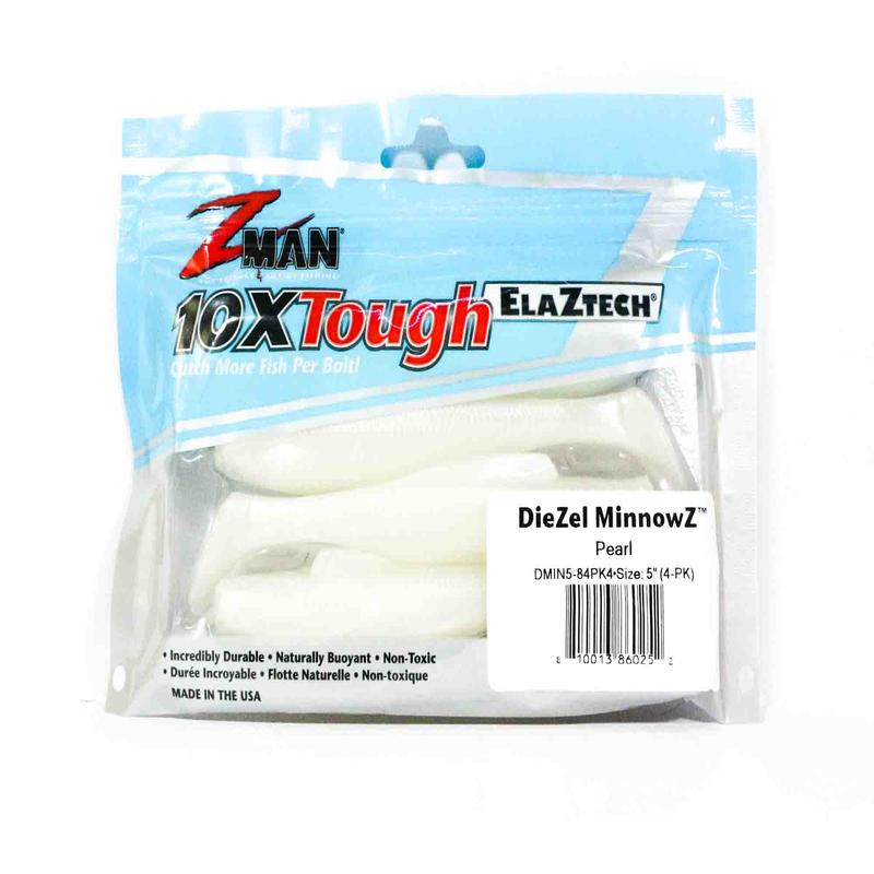 Zman Soft Lure Diezel MinnowZ 5 Inch 4/Pack Pearl (0252)