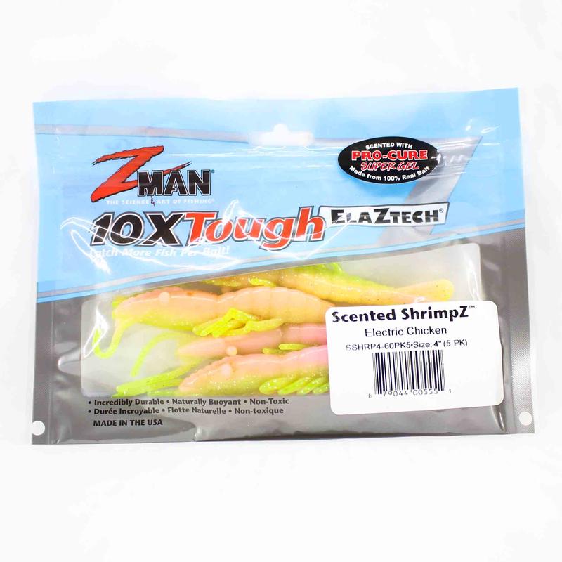 Zman Soft Lure Scented Shrimpz 4 Inch 5/Pack Electric Chicken (5551)