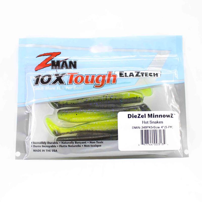 Zman Soft Lure Diezel MinnowZ 4 Inch 5/Pack Hot Snakes (3134)