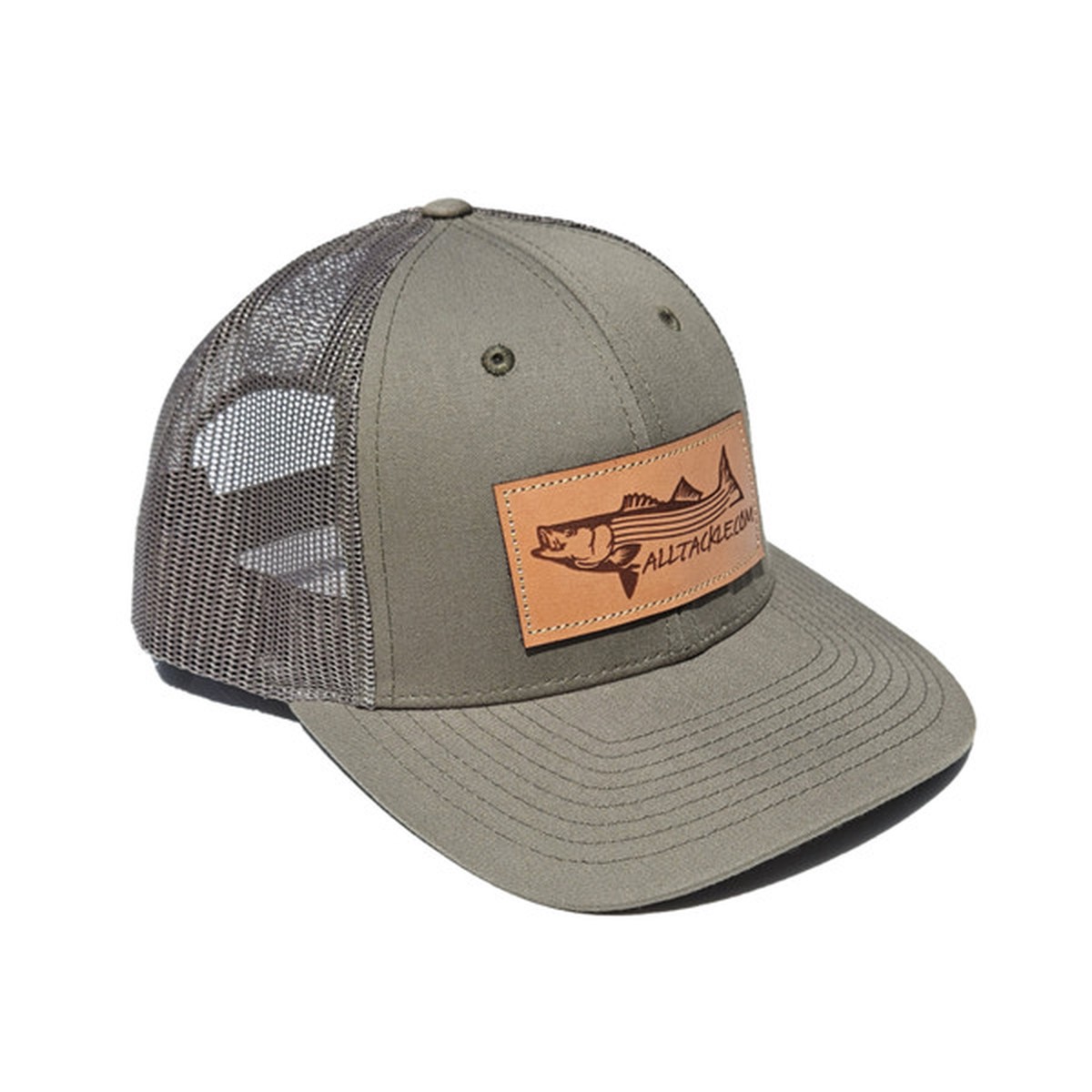 Alltackle Hat - Striped Bass Leather Patch - Olive Green