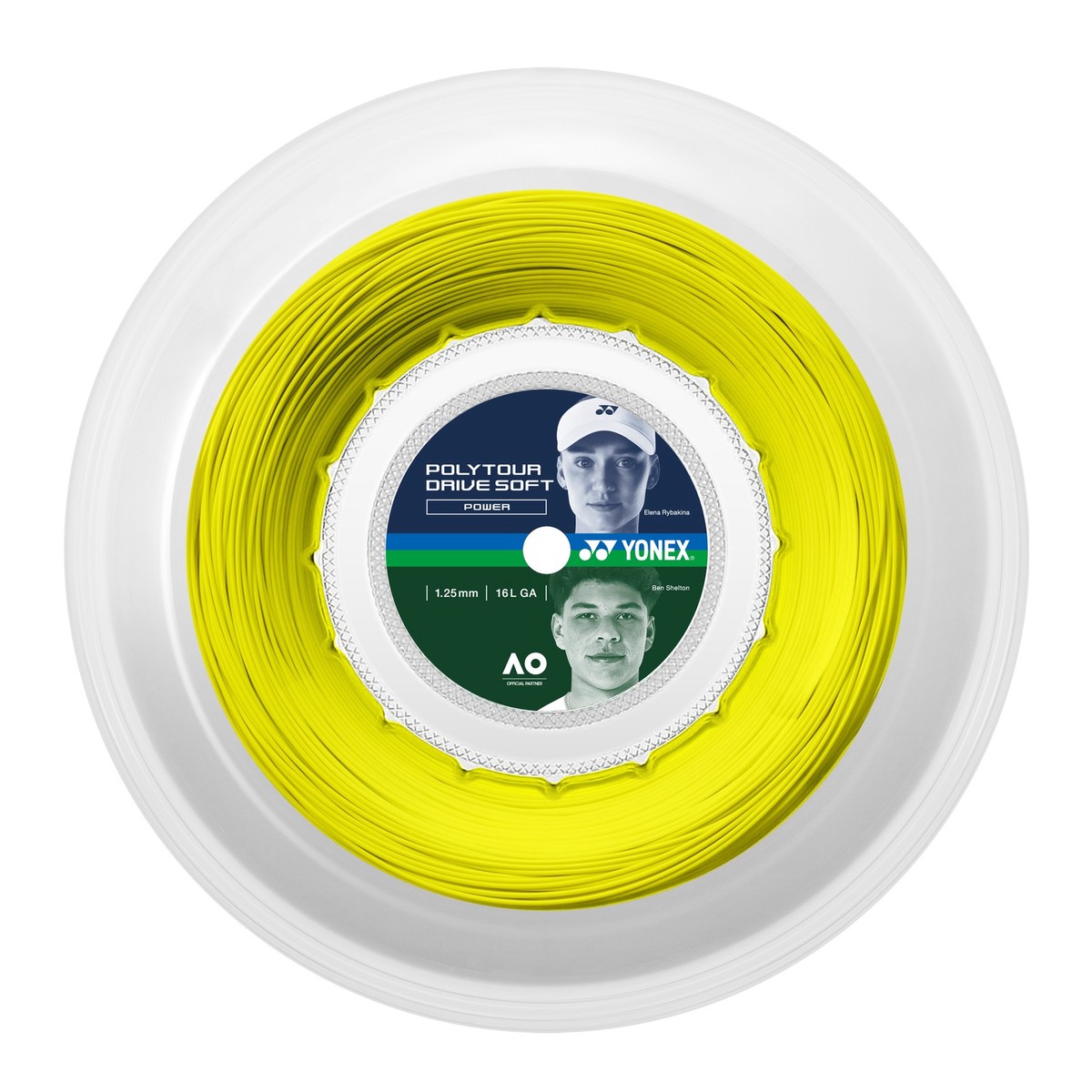 YONEX Polytour Drive Soft 125 200m 16L 1.25mm Flash Yellow Tennis String Reel (PTGDS125-2FY)