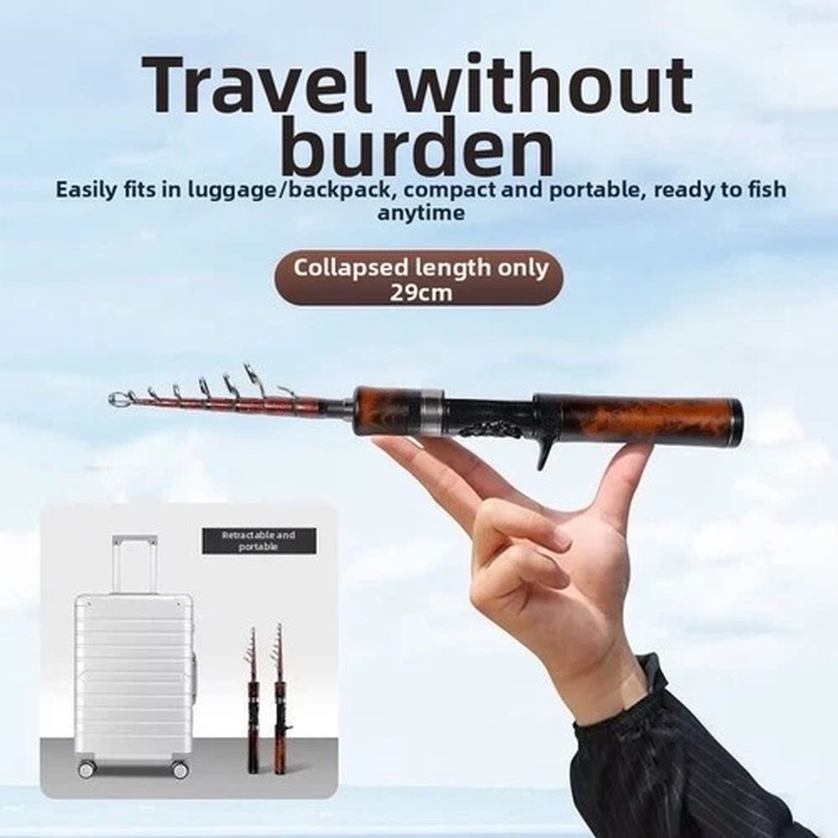 Portable Ultra Light Carbon Telescopic Fishing Rod for Bass For Trout UL Fast