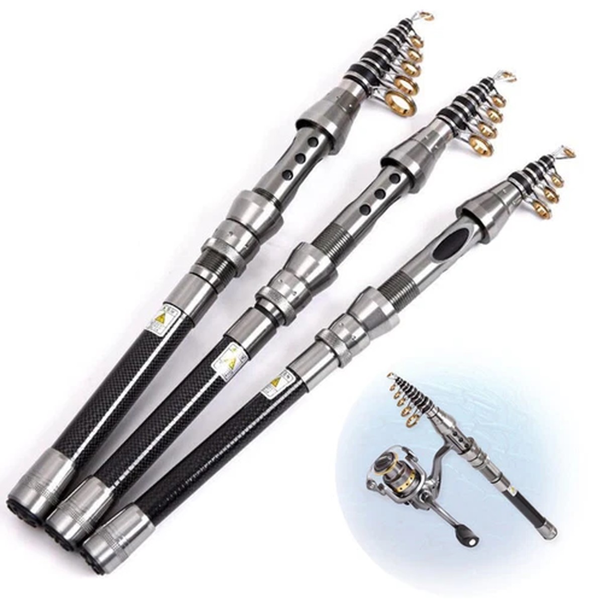 Telescopic Fishing Rod 1.5-2.4m Portable Spinning Fishing Rod Travel Sea Pole