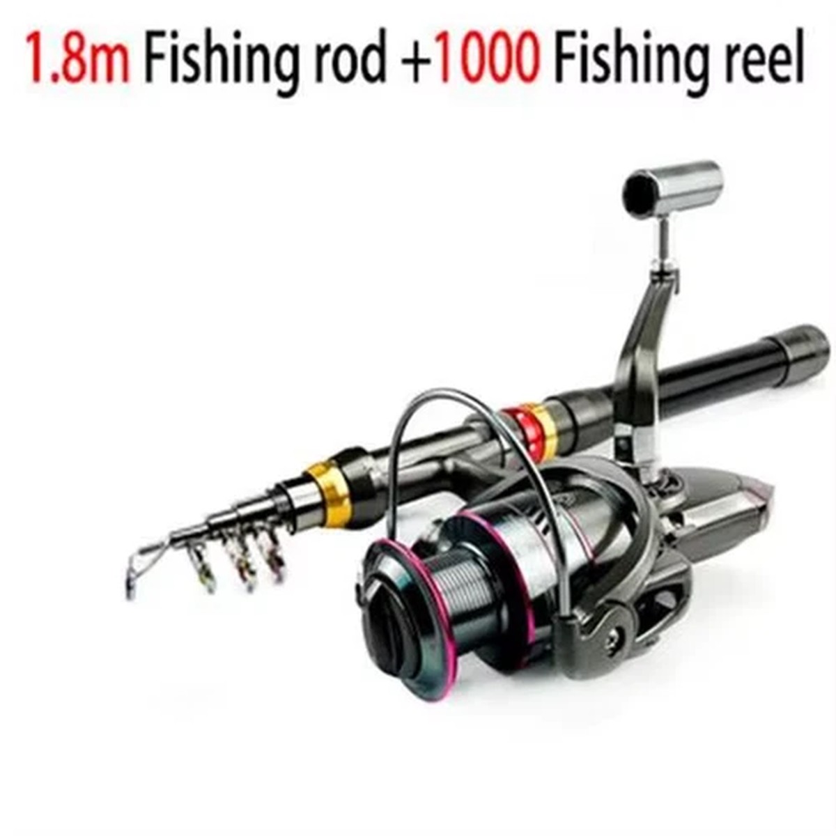 Carbon Fiber Fishing Rod & Reel Combo 1.8-3.6M Telescopic Spinning Pole Kit