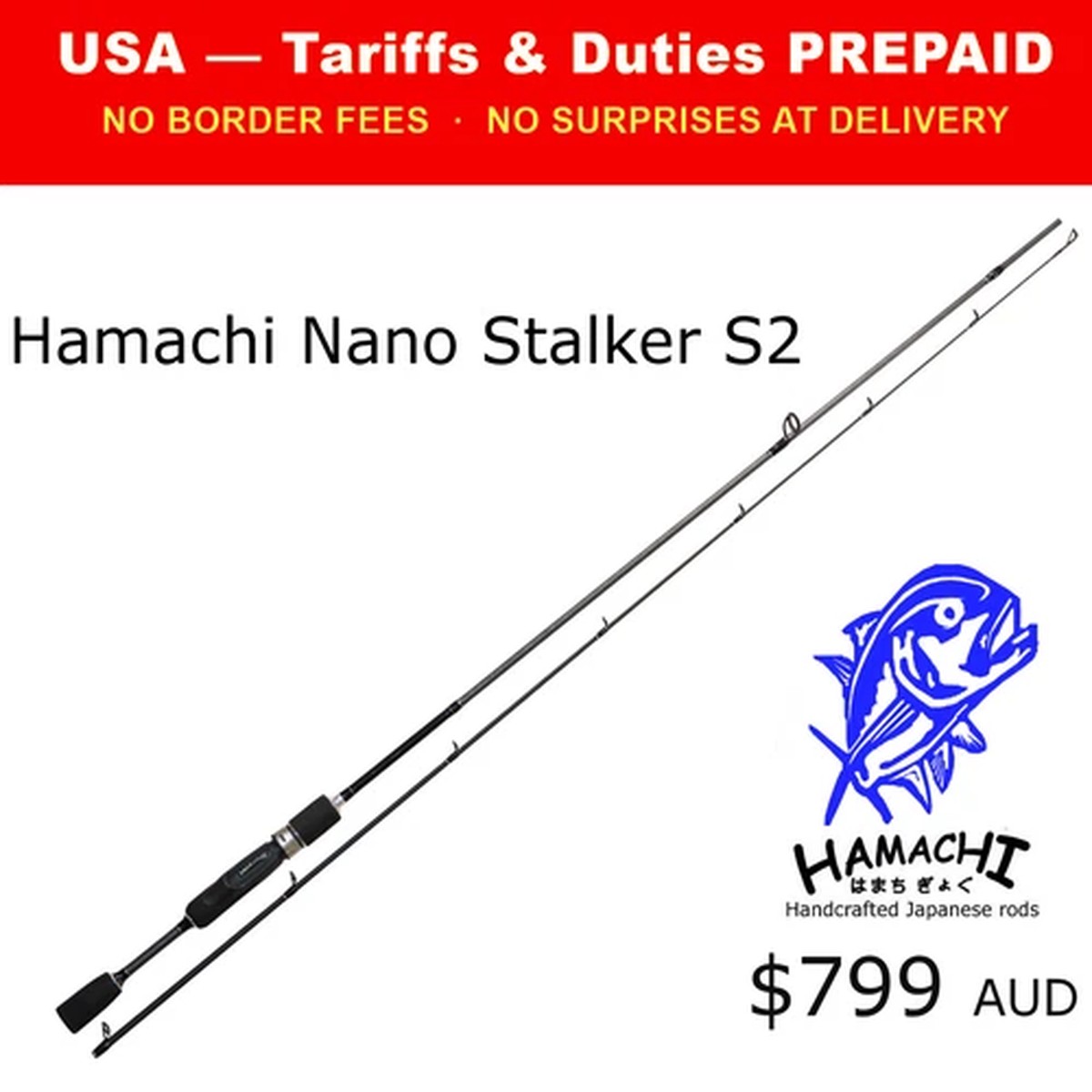 2022 Hamachi Nano Stalker S2 JDM 2-4kg ultralight Japanese spin fishing rod pole