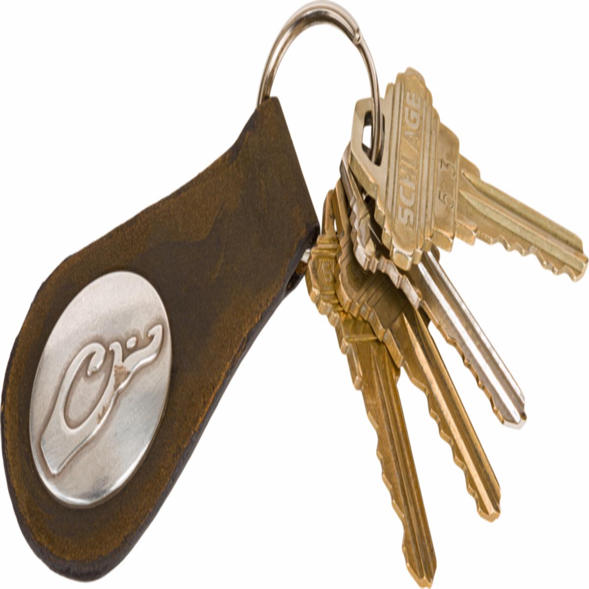Drake Leather Key Chain Brown OSFM