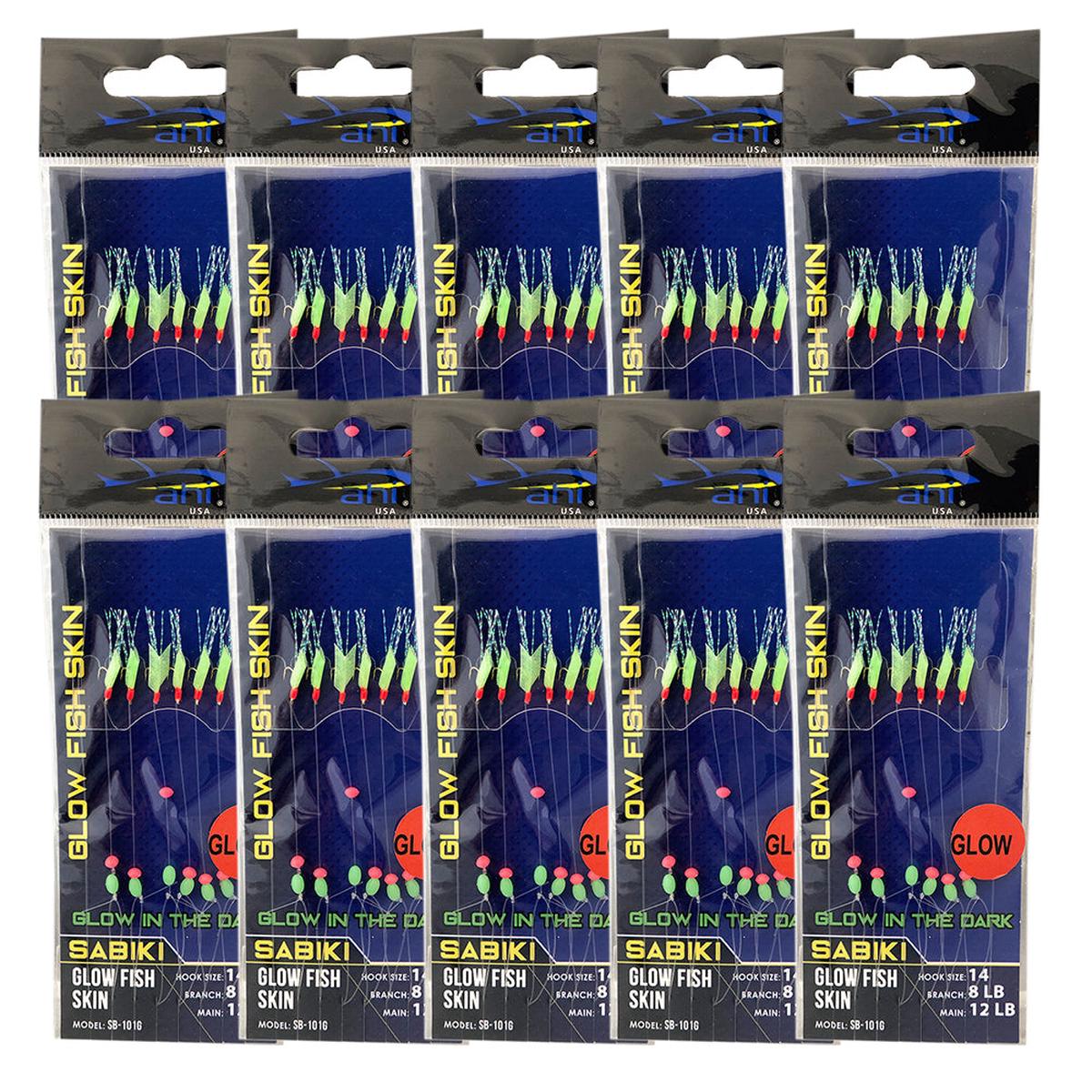 Glow Fish Skin Sabiki - 10 Pack