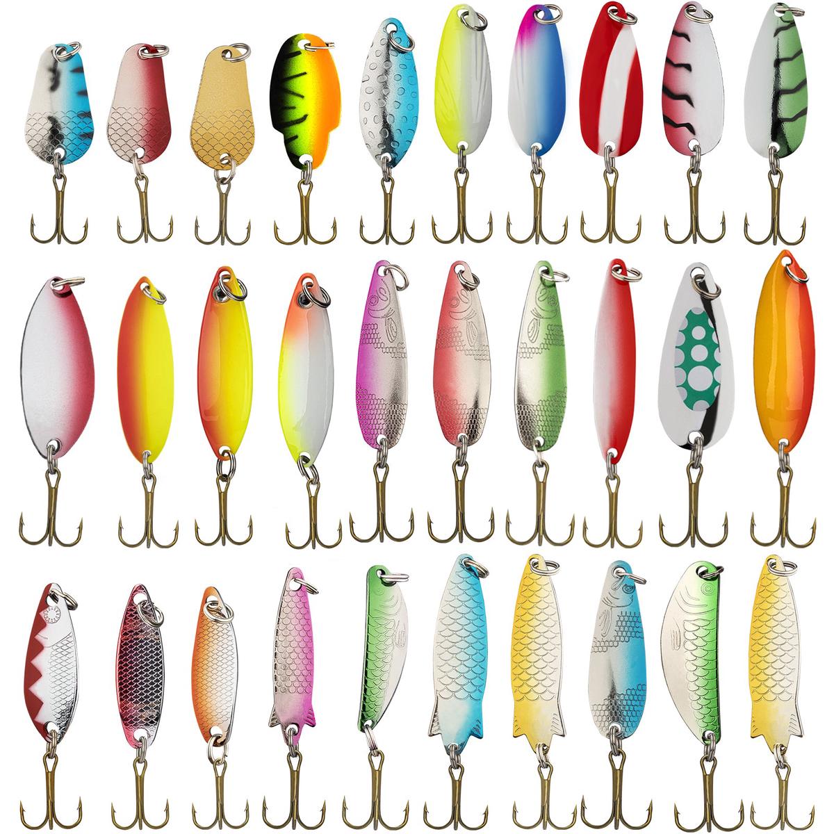 THKFISH 30Pcs Fishing Lures Baits Tackle Fishing Spoon Lure