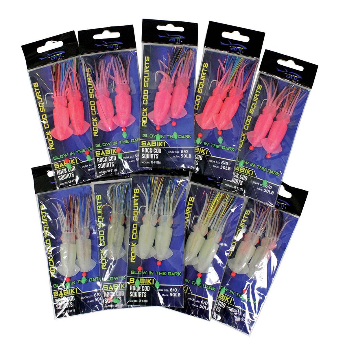 3.5" Rock Cod Glow Squirts - 10 Packs